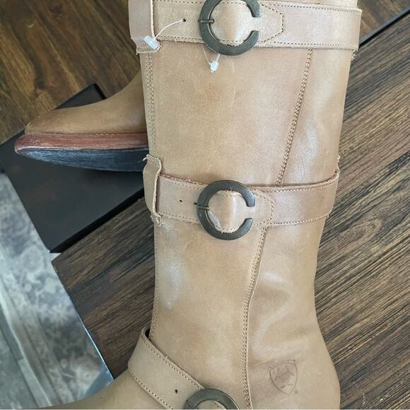 Ariat Alta Tan 3 Buckle Leather Riding Boots NWT Size 6.5 - Picture 7 of 12